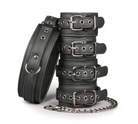 Easytoys - Black Collar, Wrist & Ankle Restraint Set