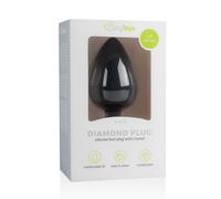 EasyToys Diamond - Large Black Anal Plug with White Gem