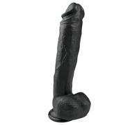 Easytoys - Large Suction Cup Dildo with Balls (10.4") - Black