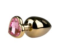 Easytoys Metal No.8 - Heart Base Anal Plug - Gold & Pink (3.5cm)