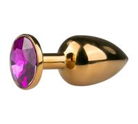 EasyToys Metal No.1 - Gold Anal Plug with Purple Gem (2.5cm)