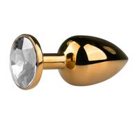 EasyToys Metal No.1 - gold cone anal plug with white gem (2.5 cm)