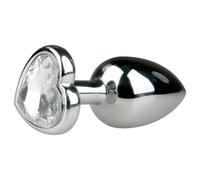 Easytoys Metal No.2 - Heart Jewel Anal Plug (Silver-White)