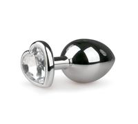 Easytoys Metal No.7 - Heart-Shaped Anal Plug with White Gem - Silver
