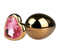 Easytoys Metal No.7 - Pink Gem Gold Anal Plug (3cm)