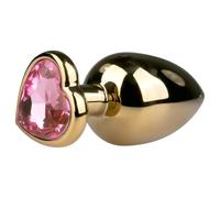 EasyToys Metal No.8 - anal plug with heart-shaped base (gold-pink, 3.5 cm)