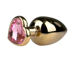 Easytoys Metal No.8 - Heart Base Anal Plug - Gold & Pink (3.5cm)