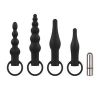 Easytoys - Rechargeable 4-Piece Black Anal Vibrator Set