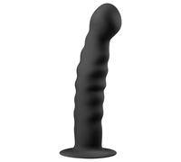 EasyToys Ribbed - Suction Cup Anal Dildo (14cm) - Black