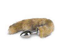 EasyToys Silver Medium Fox Tail Plug with Stripes