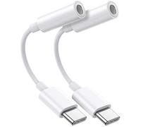 EasyULT 2 Pieces USB C to 3.5mm Jack Headphone Adapter, Typc C to 3.5mm Aux Headphone Adapter, Compatible with mi 6/8, Samsung S21 S20, Huawei P40 P30 Pro P20 and More USB C Devices