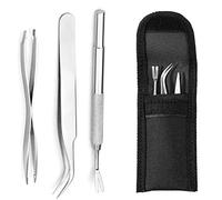 EasyULT 3PCS Tick Remover Tool Set, Tick Removal Tool, Stainless Steel Tick Remover, Tick Hook Kit Included Removal Tweezers+ Tick Shovel, for Animals, for Humans, Dogs, Cats