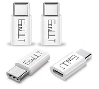 EasyULT 4 Pack Micro USB to USB-C Adapter, Type C (Male) to Micro USB (Female) Converter Type C Adapter Compatible with Galaxy S8/S8+, S20 Note 20, Huawei P10 Plus/Honor 8, LG G6 and More(White)