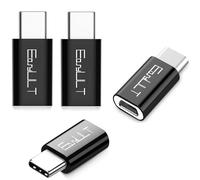 EasyULT 4 Pack Micro USB to USB-C Adapter, Type C (Male) to Micro USB (Female) Converter Type C Adapter Compatible with Galaxy S8/S8+, S20 Note 20, Huawei P10 Plus/Honor 8, LG G6 and More(Black)