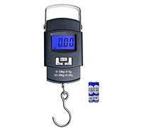 EasyULT 50 kg Digital Luggage Scale, Electronic Balance Digital Fishing Hanging Hook Scale, with LCD Display, with Tare/Data Hold Function, 2 AAA Batteries Included(Black)