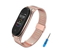 EasyULT Compatible with Xiaomi Band 7 Strap, Adjustable Stainless Steel Metal Replacement Strap Wristband, Straps Compatible with Xiaomi Band 7 (Non Host)(Pink gold)