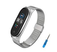 EasyULT Compatible with Xiaomi Band 7 Strap, Adjustable Stainless Steel Metal Replacement Strap Wristband, Straps Compatible with Xiaomi Band 7 (Non Host)(Silver)