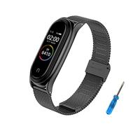 EasyULT Compatible with Xiaomi Band 7 Strap, Adjustable Stainless Steel Metal Replacement Strap Wristband, Straps Compatible with Xiaomi Band 7 (Non Host)(Black)