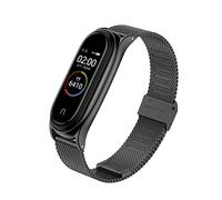 EasyULT mi 6/5 Metal Watch Strap, Adjustable Stainless Steel Wristband WatchBand, Replacement Wrist Strap Compatible with mi Mi Band 4/3 (Black)
