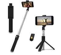 EasyULT Selfie Stick, Multifunctional Extendable Bluetooth Phone Tripod Selfie Stick with Detachable Wireless Remote Compatible with iPhone/Samsung/Huawei, etc. (Black)