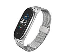 EasyULT Strap Replacement Compatible with Xiaomi Mi Band 6 / Xiaomi Mi Band 5, Adjustable Stainless Steel Wristband WatchBand, Replacement Wrist Strap Compatible with mi Mi Band 4/3-Silver