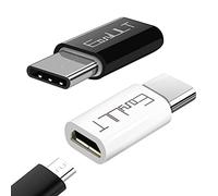 EasyULT USB C to Micro USB Adapter 2 Pack, USB Type C (Male) to Micro USB (Female), Type C to Micro USB Converter, Compatible with Galaxy S10 + / S9, MacBook, Huawei P10 Plus and More(Black + White)