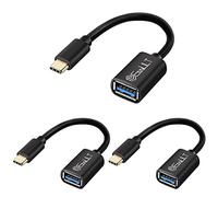 EasyULT USB C to USB 3.0 Adapter[3 Pack], Type C Male to USB 3.0 A Female OTG Cable, Compatible for MacBook Pro 2018, Samsung Galaxy S20 Note 10 S8 S9, Huawei P30 and More Type-C Devices-Black