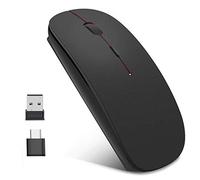 EasyULT Wireless Mouse, 2.4GHz with USB Mini Receiver & USB-C Receiver, Rechargeable Noiseless Mini Mouse, 1600 DPI Adjustable, or Laptop, PC, Computer, Desktop,Notebook,Macbook,Chromebook-Black