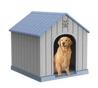 EasyUp Dog House Outdoor Indoor,Dog Kennel Weatherproof Resin Shelter with Air Vents and Elevated Floor for Small Medium Large Dogs,Easy Clean and Assemble(38.62 * 36.26 * 38.07in,Coffee)