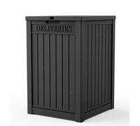 EasyUp Outdoor Package Delivery Box, 48-Gallon Lockable Parcel Drop Box, Large Double-Walled Resin Weatherproof Storage Deck Box for Porch and Patio (Black)