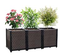 EasyVibe Raised Garden Bed Self Watering Deepened 50cm, 200L Large Planters Box for Outdoor Plants, Elevated Patio PP Flower Vegetables Planting Container, Garden Bed Planter Box Kit Drainage Holes