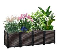 EasyVibe Raised Garden Bed Self Watering Deepened 50cm, 265L Large Planters Box for Outdoor Plants, Elevated Patio PP Flower Vegetables Planting Container, Garden Bed Planter Box Kit Drainage Holes