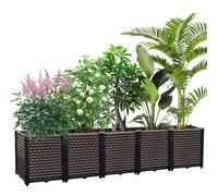 EasyVibe Raised Garden Bed Self Watering Deepened 50cm, 338L Large Planters Box for Outdoor Plants, Elevated Patio PP Flower Vegetables Planting Container, Garden Bed Planter Box Kit Drainage Holes