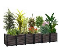 EasyVibe Raised Garden Bed Self Watering Deepened 50cm, 405L Large Planters Box for Outdoor Plants, Elevated Patio PP Flower Vegetables Planting Container, Garden Bed Planter Box Kit Drainage Holes