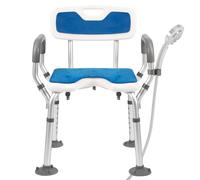 EasyVibe Shower Chair with Arms and Back, 53cm Wide Heavy Duty Bath Seat, Includes Suction Cup & Anti-Slip Feet, 150kg Capacity Shower Stool with Cold-Proof Pads