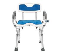 EasyVibe Shower Chair with Arms and Back for Elderly & Seniors, 53cm Height Adjustable Heavy Duty Bath Seat, 150kg Capacity Shower Stool with EVA Pads