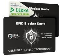 EasyWallet DEKRA Tested NFC/RFID Blocker Card, E-Field Jammer Technology for Secure Card Protection, Extra Thin (0.84 mm), Perfect for Any Wallet, Optimal Protection, black, 2x (2er Set), Pack of 2