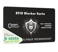 EasyWallet DEKRA Tested NFC/RFID Blocker Card, E-Field Jammer Technology for Secure Card Protection, Extra Thin (0.84 mm), Perfect for Any Wallet, Optimal Protection, black, 1x (1er Set), 1 piece