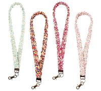 Easywiny 4 Pack Scrunchie Lanyards for ID Card and Keys Scrunchy Cute Neck Keychain With Clip Closure Retractable Stretchy Lanyards for Teacher, Nurse Cruise Ship, 4 Styles