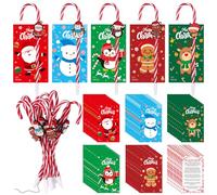 Easywiny 50 Sets Christmas Religious Gifts Candy Cane Pens Jesus Greeting Cards Merry Christmas Cards Xmas Peppermint Ballpoint Pens Christian Holiday Party Gifts for Church Event Supplies