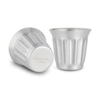 Easyworkz Stainless Steel Double-Wall Espresso Cups Set of 2, Vertical Stripe Design,150ml, Brushed Silver