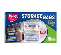 EASYYOURHOME 10PCS 3 Gallon Zipper Lock Storage Bags,16"x18",Reusable Extra Large Size Plastic Freezer Bag With Zip for Food,Clothing,Travel,Moving,BPA-Free,2-Mil Thick