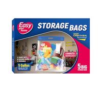 EASYYOURHOME 5PCS 5 Gallon Zipper Lock Plastic Bags with Handle and bottom,18"x20.5"+7",Extra Large Size Reusable Storage Bag with Double Zip for Clothing,Travel,Moving,Beach,BPA-Free,3-Mil Thick
