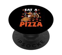 Eat A Pizza Thanksgiving Eating Pizza Saving Turkey Autumn PopSockets Adhesive PopGrip