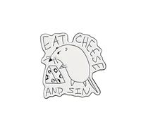 Eat Cheese And Sin Enamel Pin, Funny Rat Meme Brooch Pin, Gift For Cheese Lover Sarcastic Sassy Person, Dark Humor Lapel Badge, Foodie Humor Brooches, Novelty Street Art Decorative Jewelry Accessories