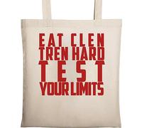 Eat Clen Tren Hard Test Your Limits Funny Natural Ecological Cotton Tote Bag Beige