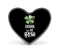 Eat Drink And Be Irish Heart Shaped Enamel Brooch Pin Button Badges Decoration Hat Clothing Bag Accessories Gift Crafts