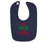 Eat Drink and be Merry [BCX] Cotton Baby bib - Navy