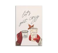 Eat Drink And Be Merry Lets Get Cozy Christmas Framed Canvas Wall Art