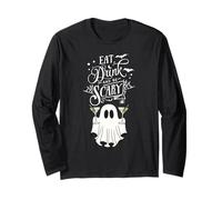 Eat Drink and Be Scary Ghost Cheers Halloween Party Time Long Sleeve T-Shirt